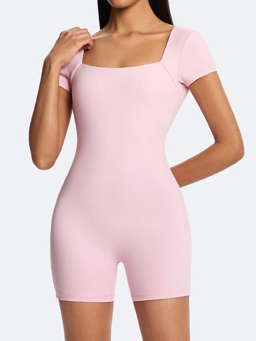Open Back Sculpting Workout Romper