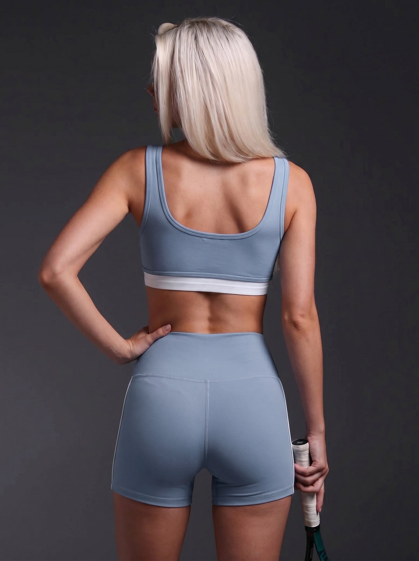 High Waisted Side Stripe Sports Bra Shorts Set