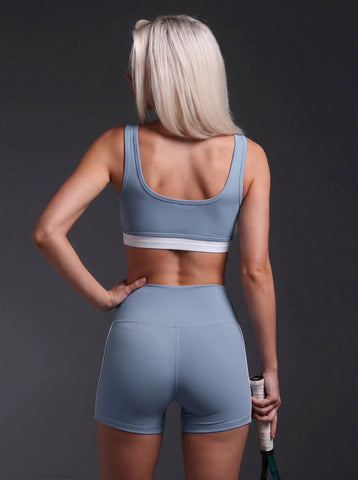 High Waisted Side Stripe Sports Bra Shorts Set