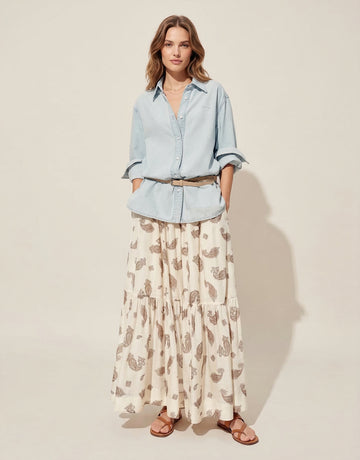 Paisley Pattern Tiered Skirt