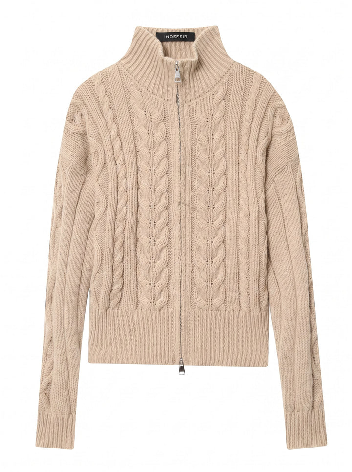 Cozy Cable Knit Zip Cardigan