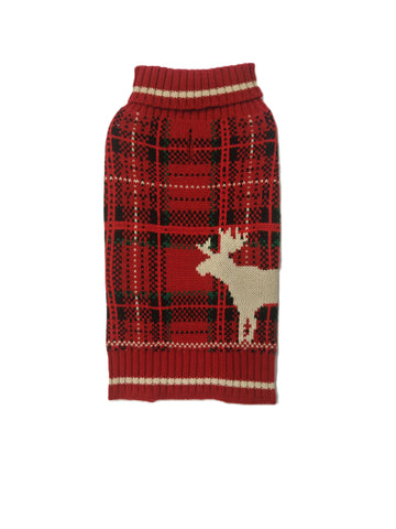 Cozy Plaid Reindeer Dog Sweater