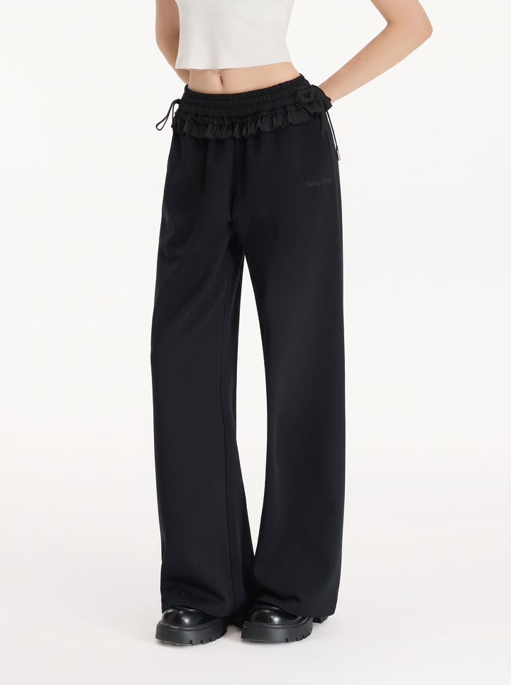Cozy Bow Detail Wide Leg Pants