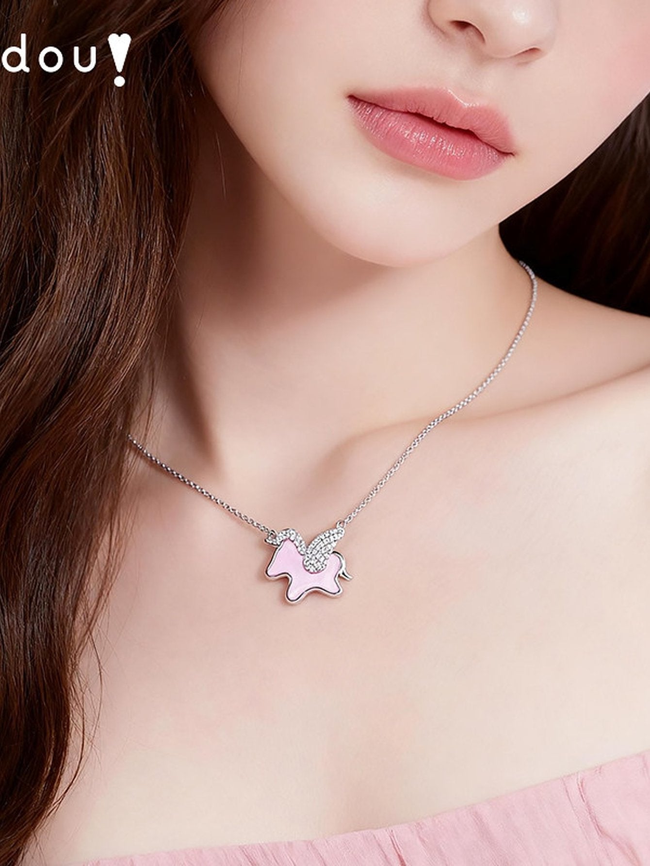 Cute Pink Unicorn Pendant Necklace