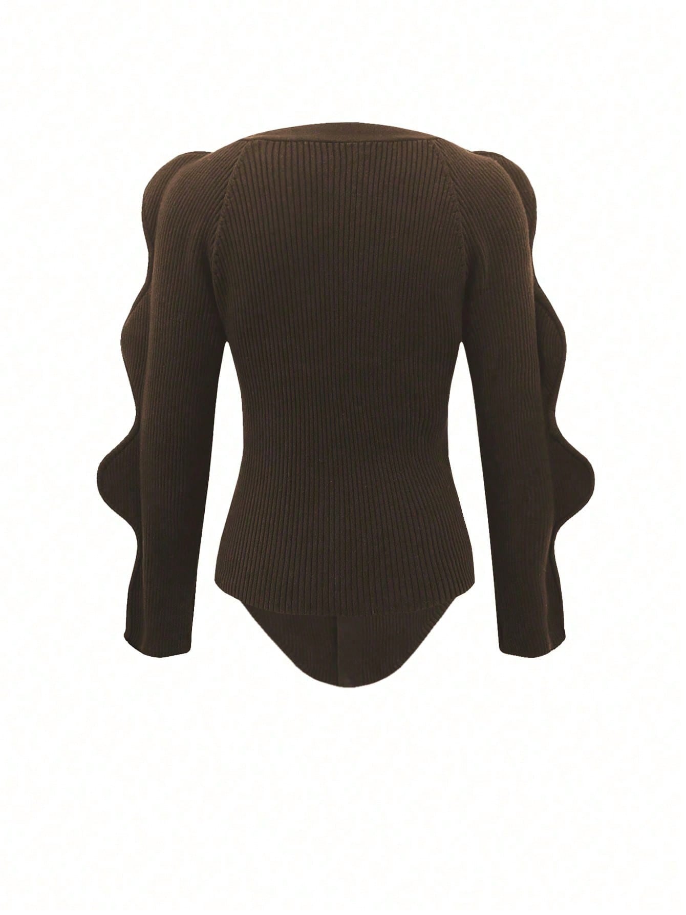 Sculptural Sleeve V Neck Cardigan