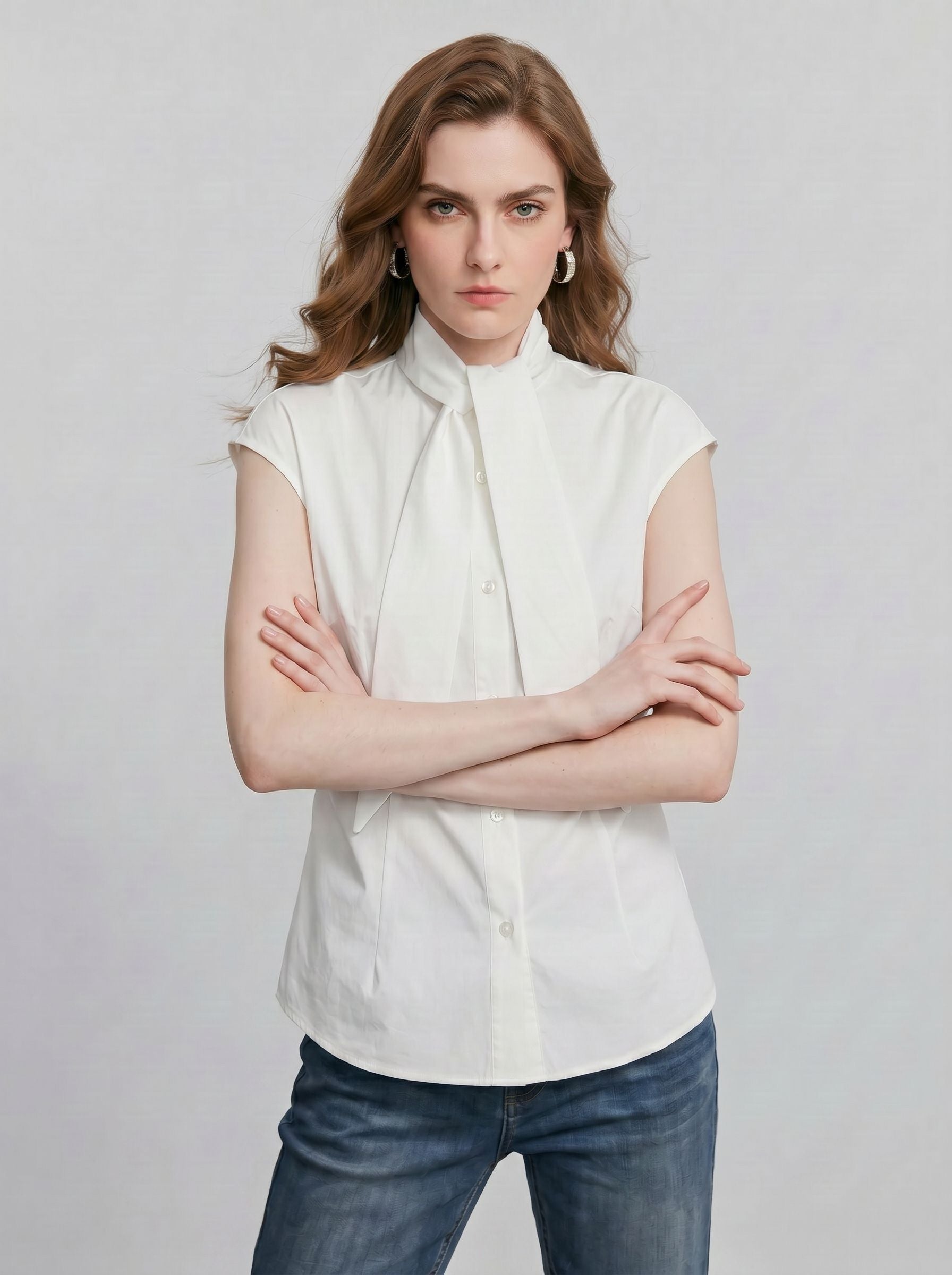 Bow Tie Sleeveless Blouse