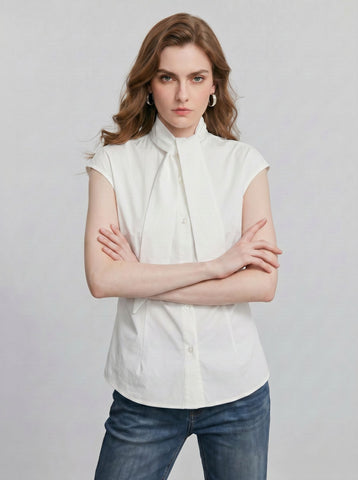 Bow Tie Sleeveless Blouse