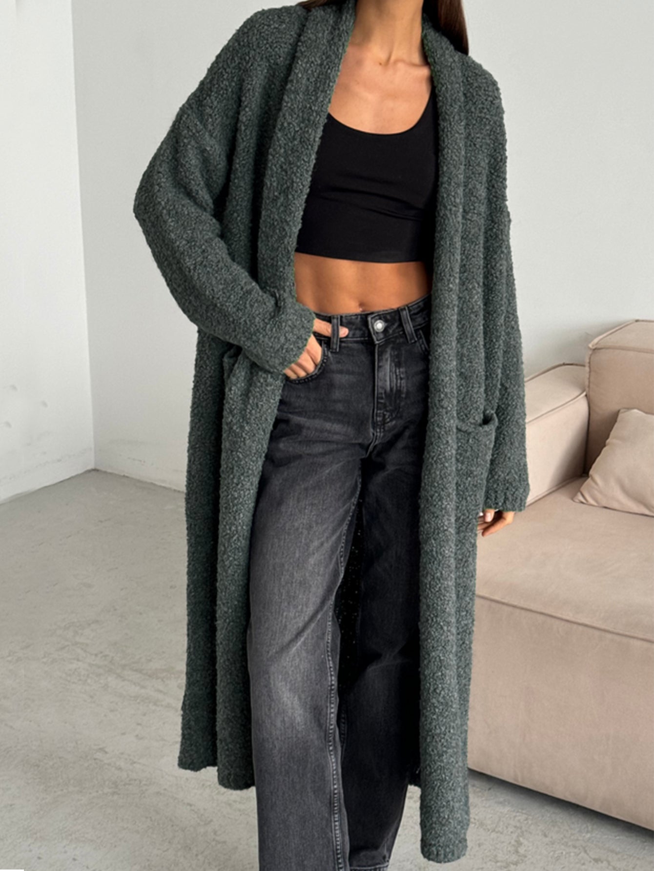 Cozy Fuzzy Long Open Cardigan