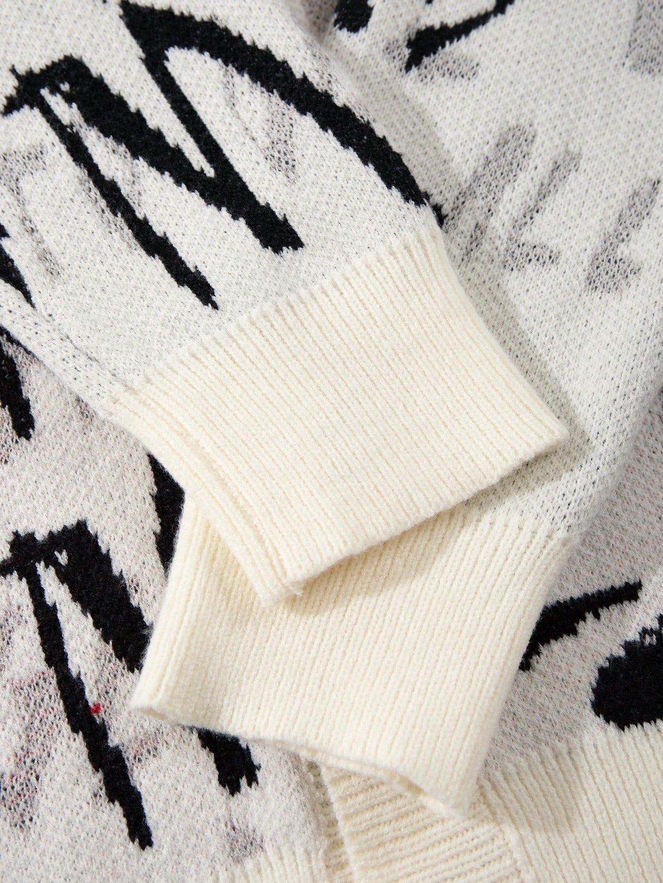 Oversized Graphic Print Knit Cardigan