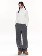 Slim Fit Quilted Knit Puffer Jacket