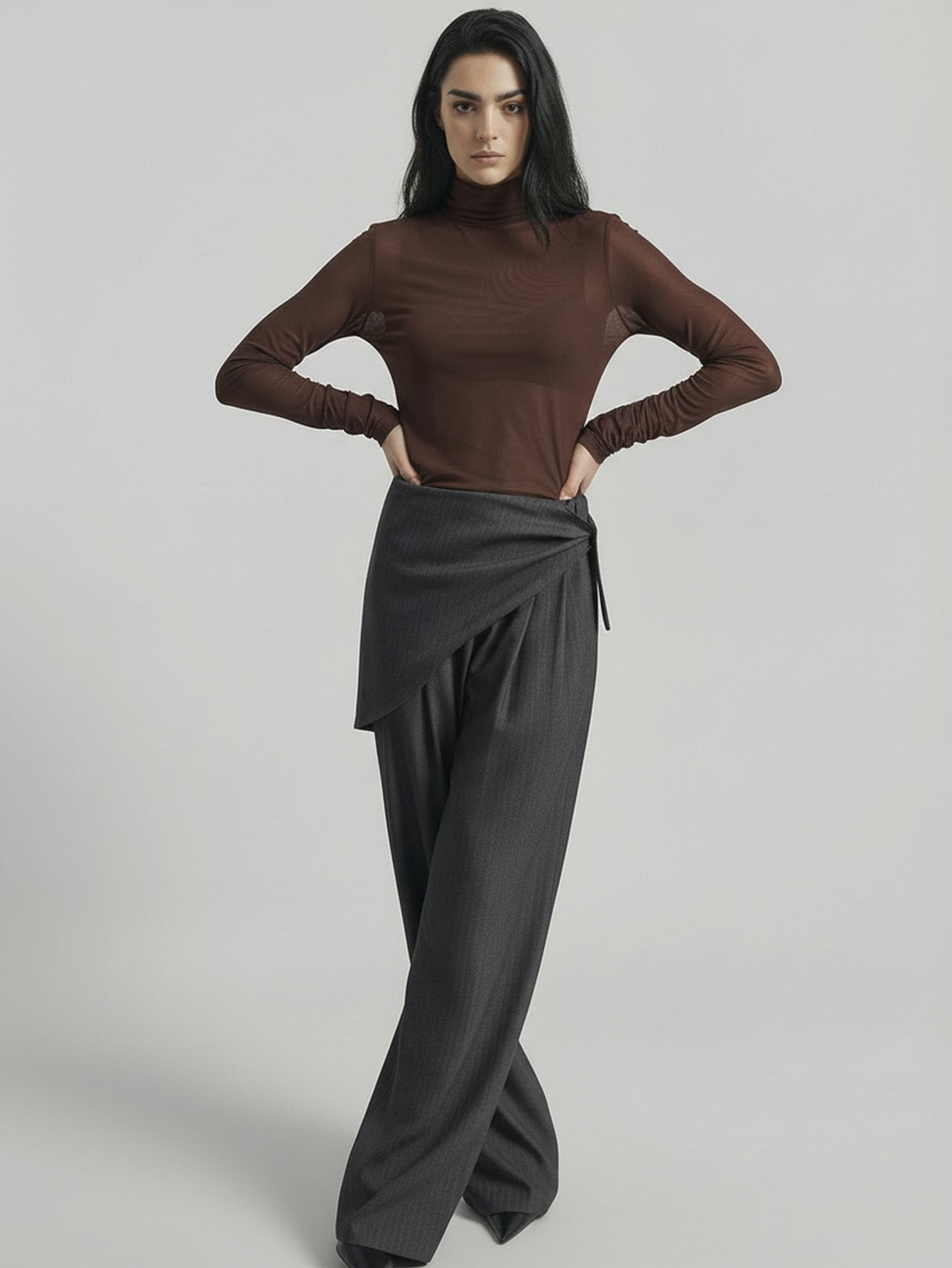 SAÏA Turtleneck Slim Fit Minimalist Top-Multicolor