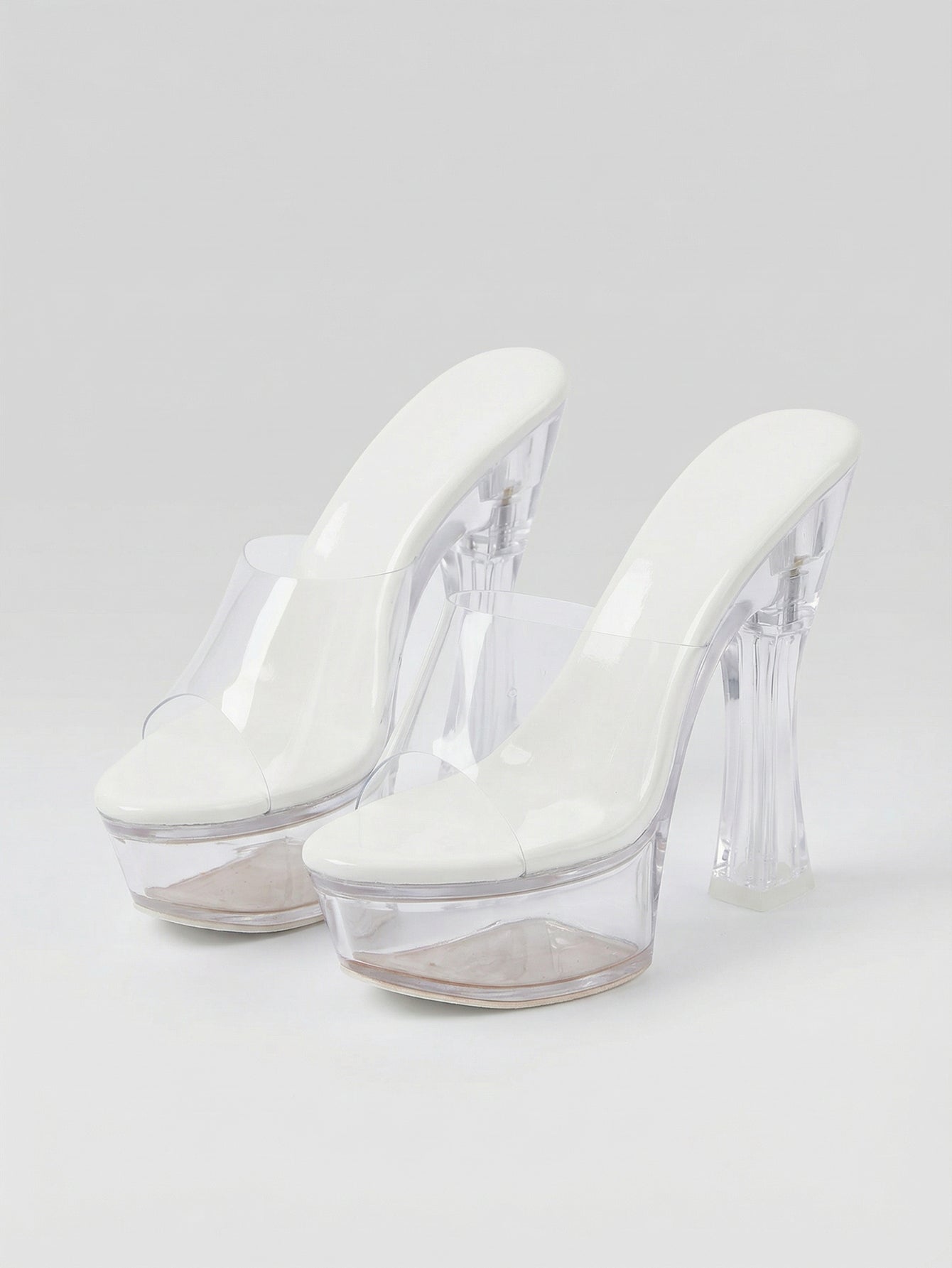 Clear PVC Open-Toe Platform Heel Nightclub High Heel