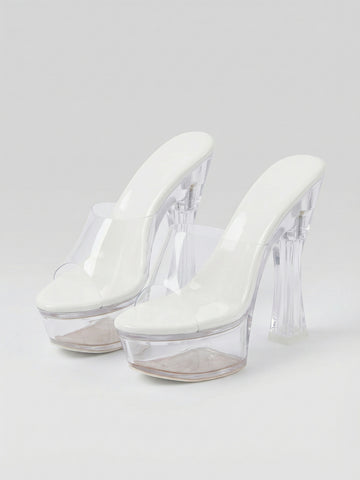 Clear PVC Open-Toe Platform Heel Nightclub High Heel