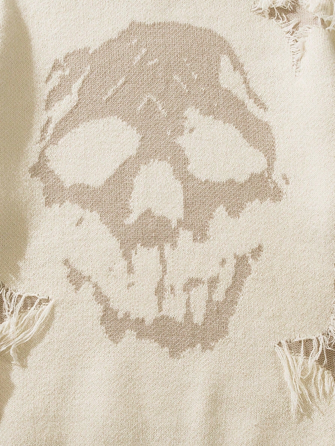 Distressed Grunge Skull Graphic Sweater