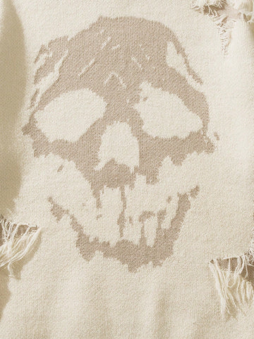 Distressed Grunge Skull Graphic Sweater