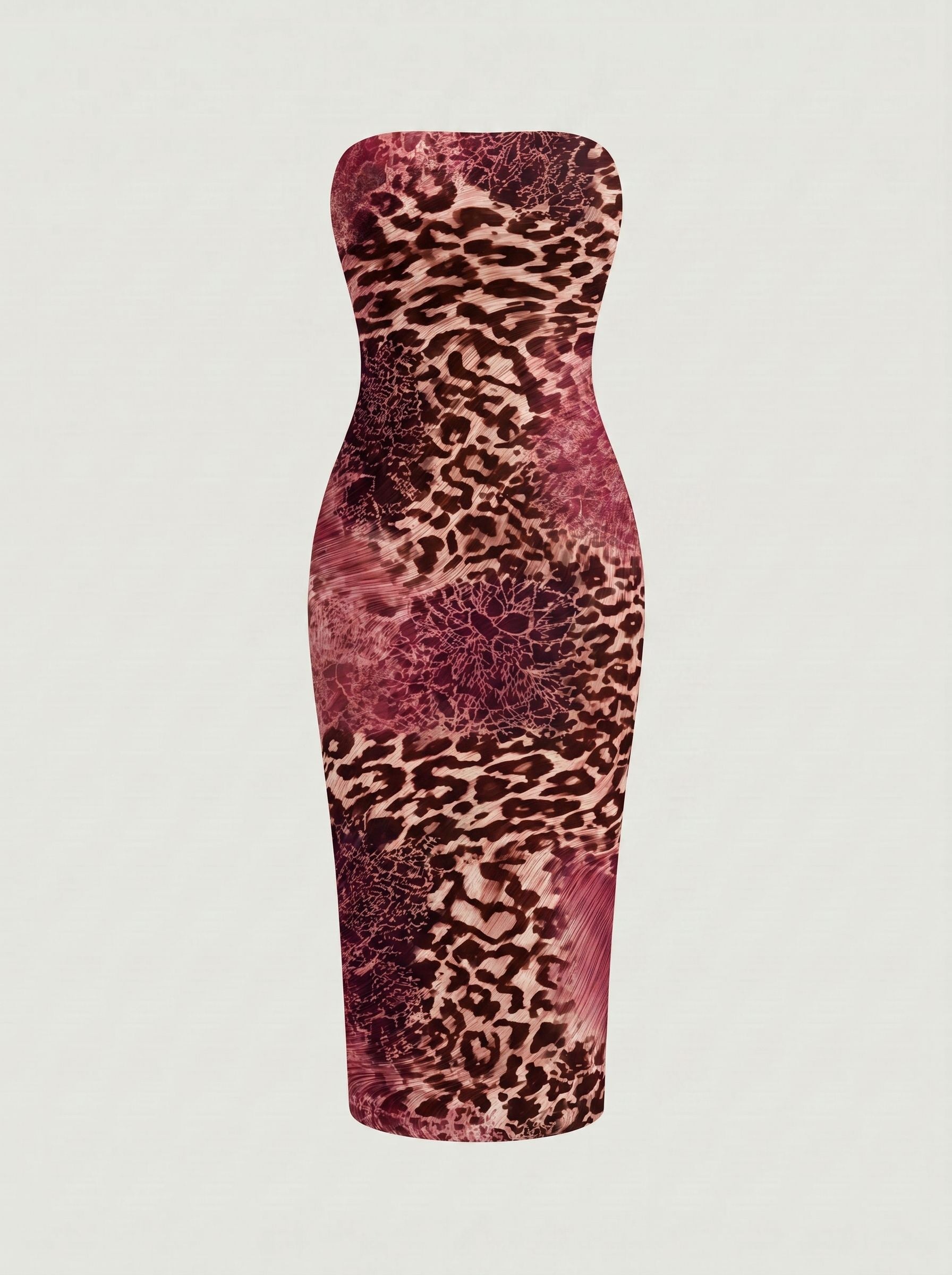 MAIA Floral Print Strapless Sheath Midi Dress