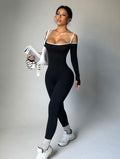 Sculpting Off Shoulder Long Sleeve Jumpsuit