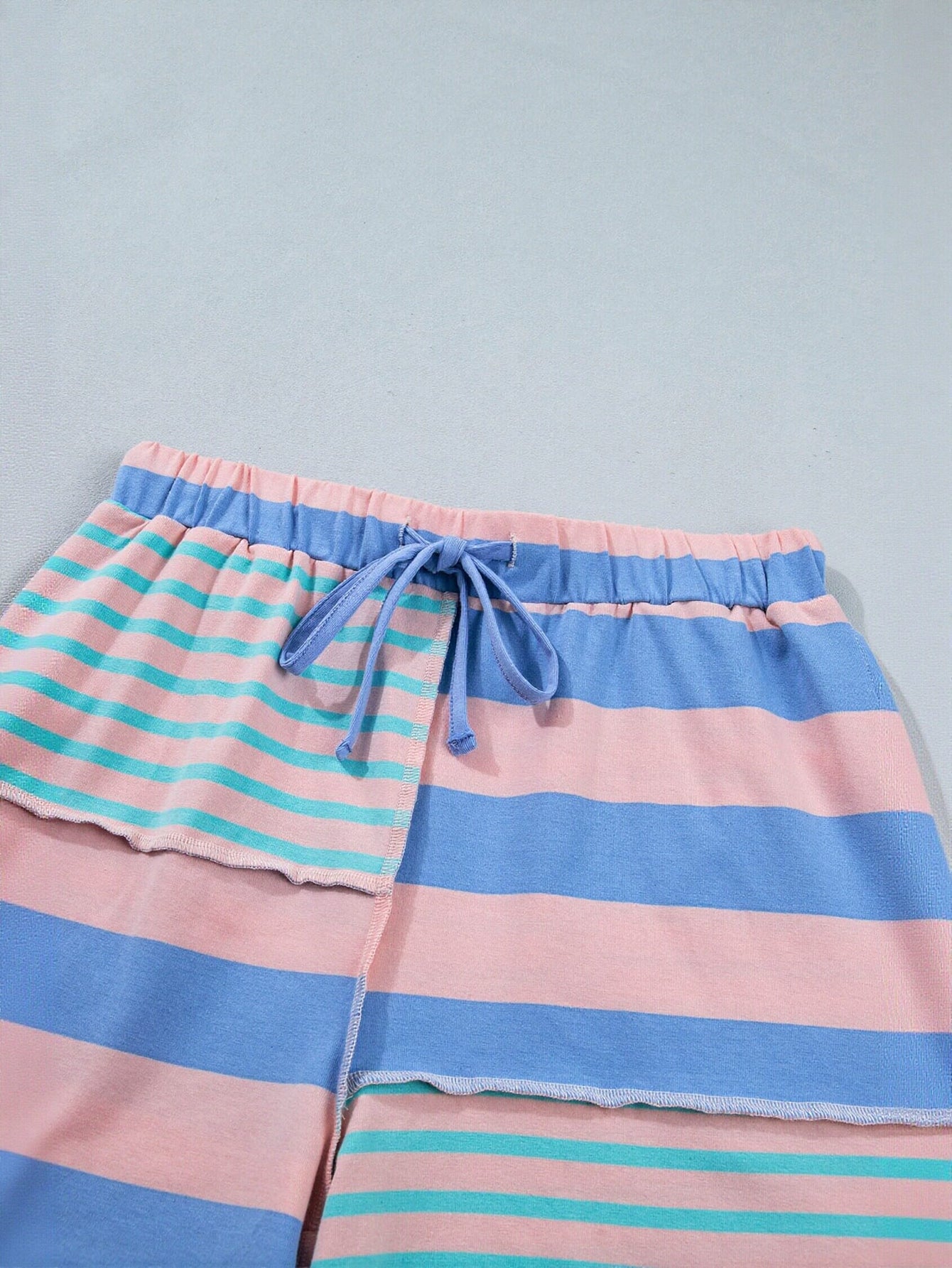 Oversized Striped Polo Shorts Set