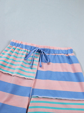 Oversized Striped Polo Shorts Set