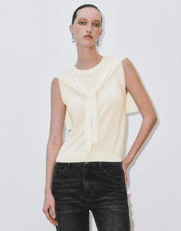 Urban Revivo Knitted T-Shirts-Off White