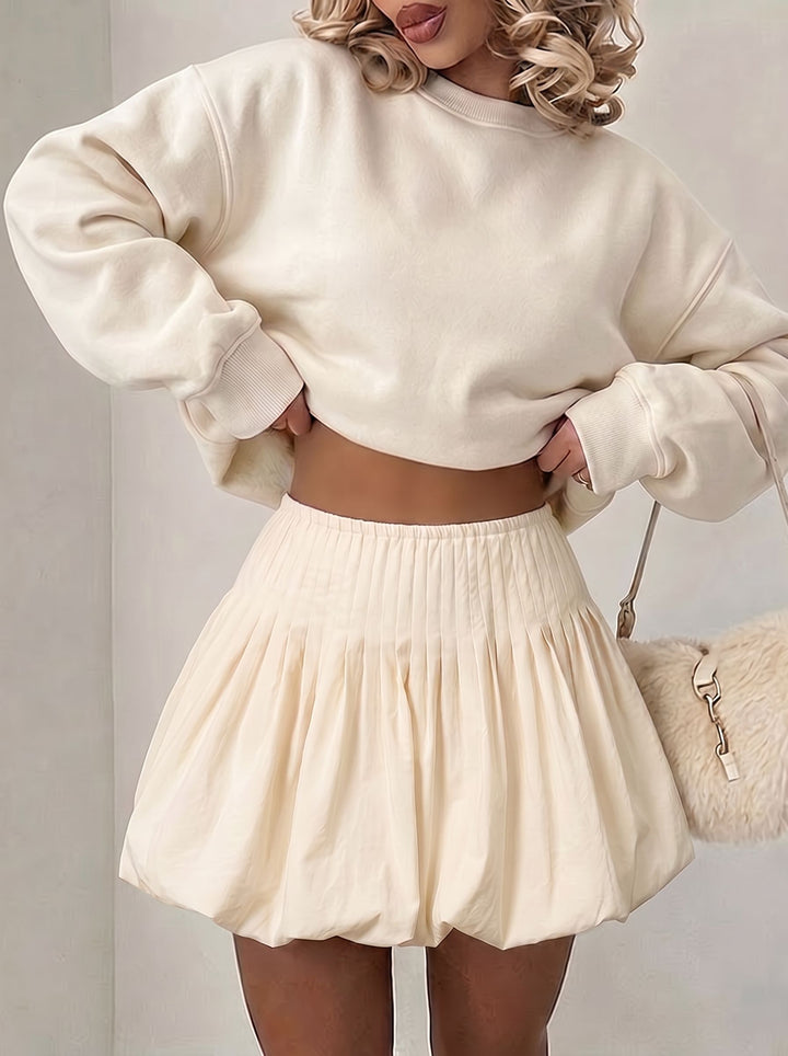 High Waisted Black Bubble Mini Skirt