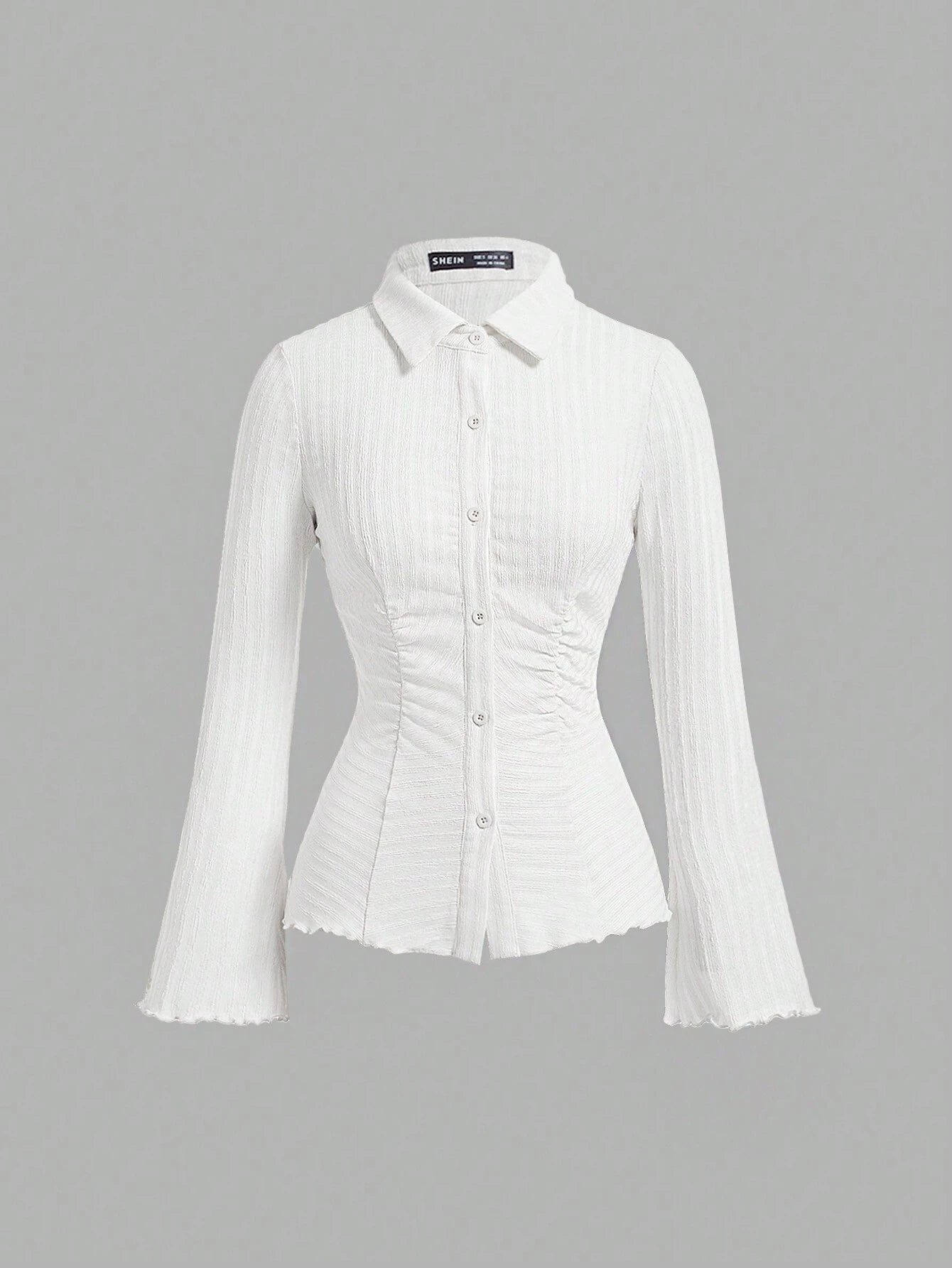 Ruched Slim Fit Flare Sleeve Shirt