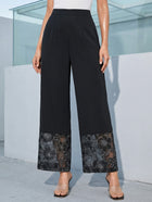 Lace-Hem High-Waisted Elegant Pants