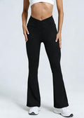 High Waisted Crossover Flare Leggings
