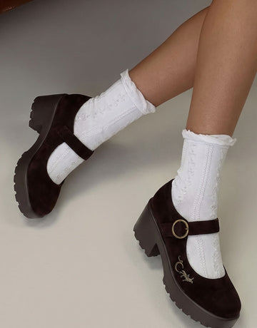 Chunky Platform Suede Mary Jane Shoes
