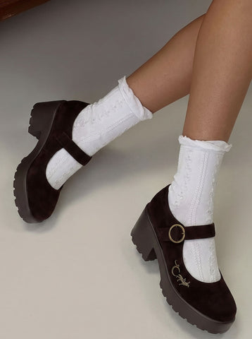 Chunky Platform Suede Mary Jane Shoes