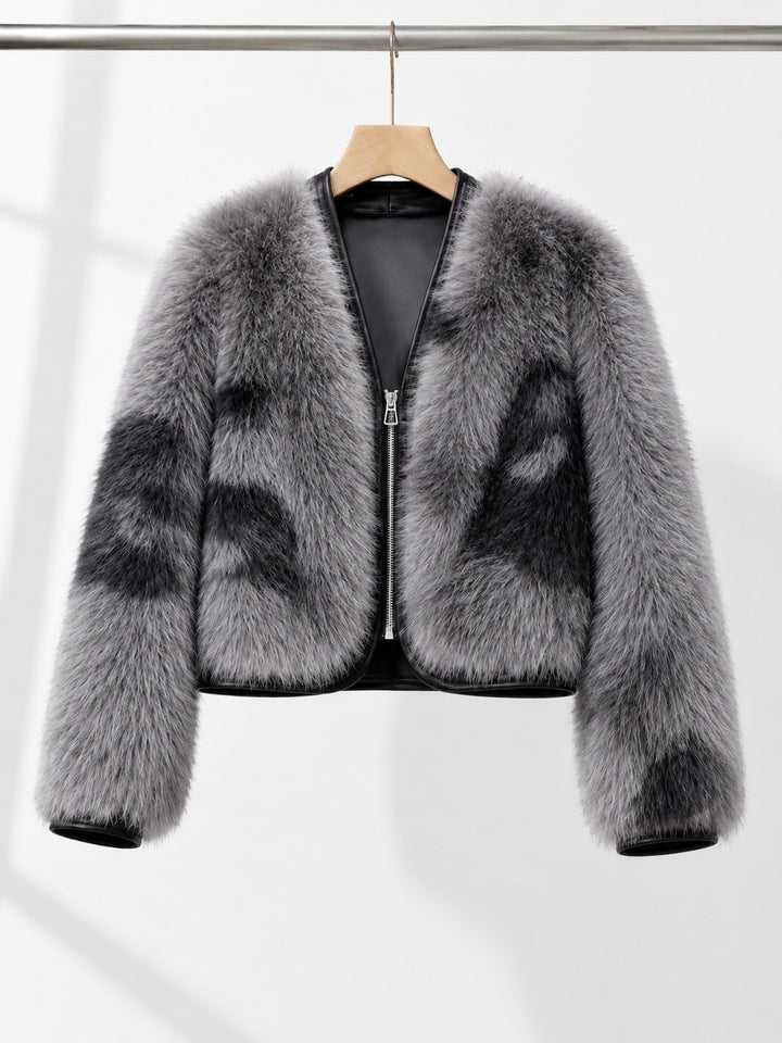 Plush Cropped Faux Fur Jacket