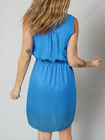Sleeveless Button Down Casual Dress