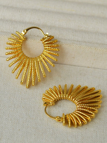 Radiant Textured Gold Hoop Earrings