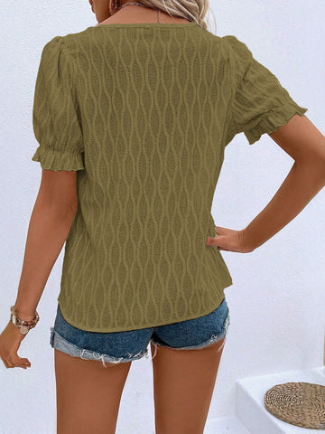 Puff Sleeve Ribbed Knit Top