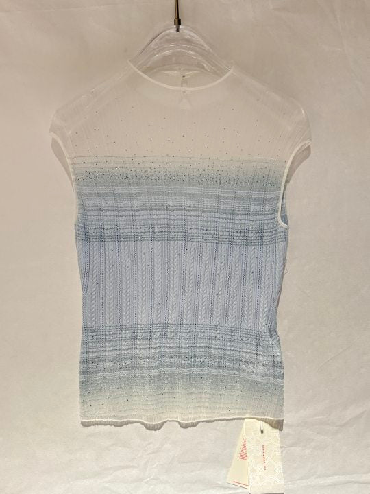 Shimmering Sheer Mock Neck Sweater Tank