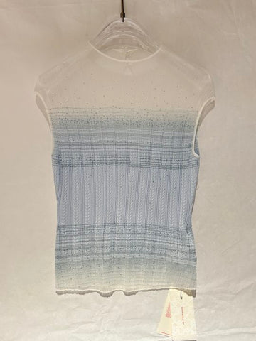 Shimmering Sheer Mock Neck Sweater Tank