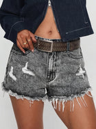 Distressed Acid Wash Raw Hem Shorts