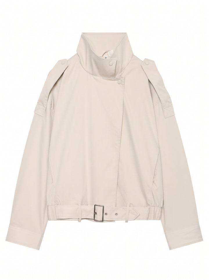 Oversized Stand Collar Belted Utility Jacket