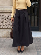 High Waisted Pleated Maxi Skirt