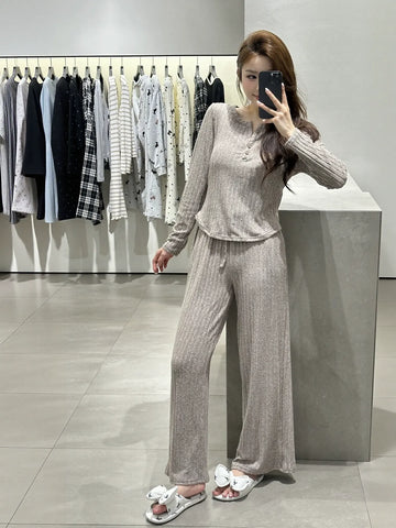 Soft Ribbed Knit Loungewear Set