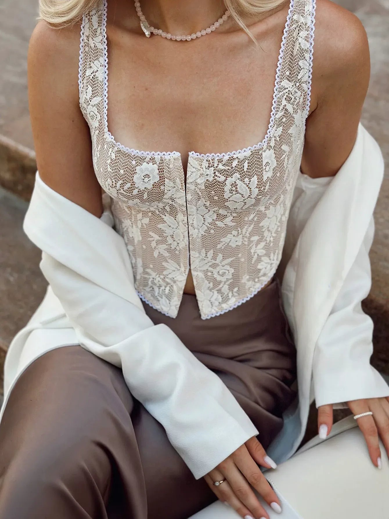 Floral Lace Corset Tank Top