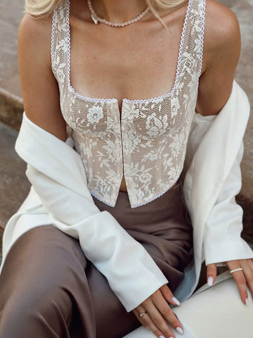 Floral Lace Corset Tank Top