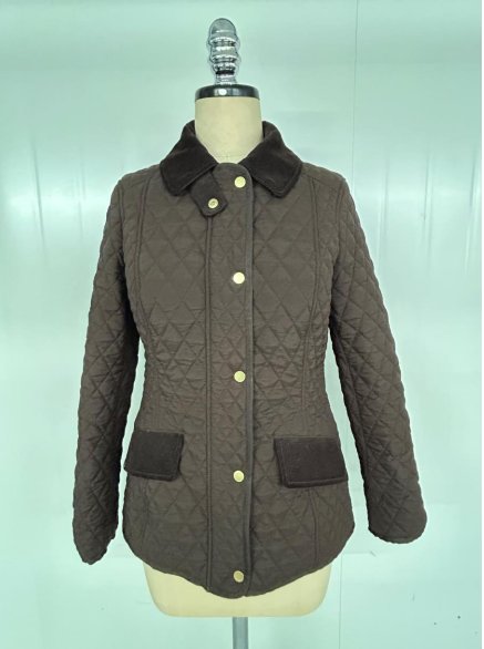 Brown Quilted Corduroy Trim Jacket