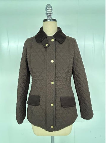 Brown Quilted Corduroy Trim Jacket