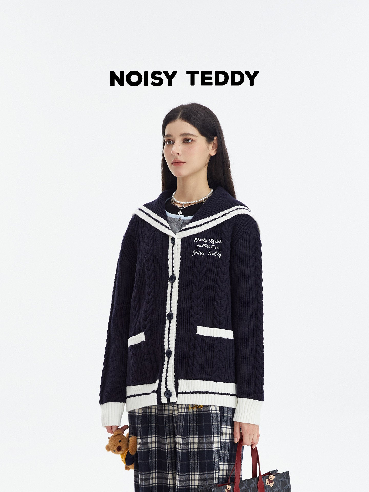 Cute Teddy Bear Sailor Cardigan