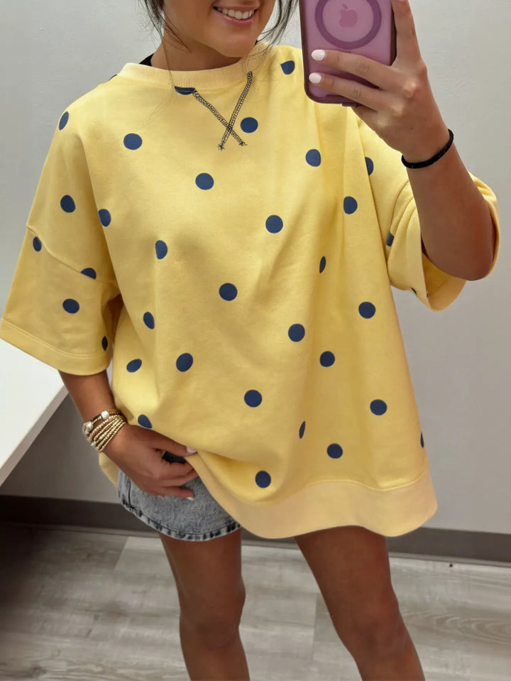 Oversized Polka Dot Crewneck Sweatshirt