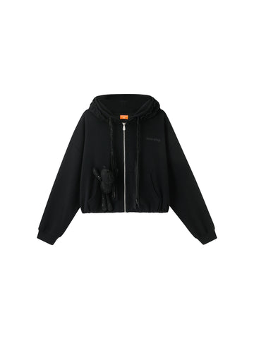 Lace Detail Zip Up Hooded Jacket