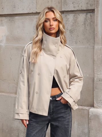 Cropped Double Breasted Trench Coat