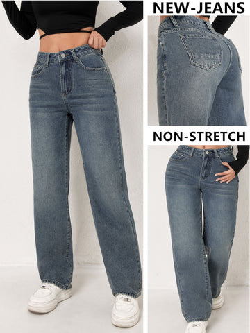 High Rise Relaxed Straight Jeans
