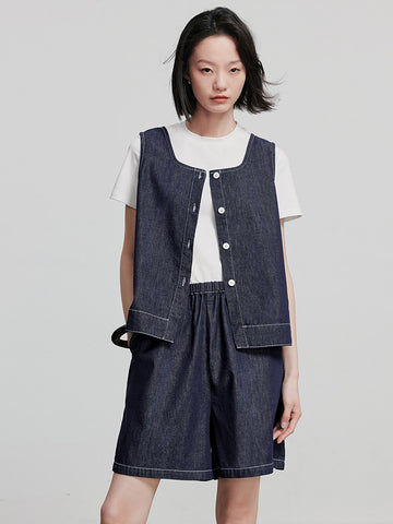TOYOUTH Relaxed Fit Vintage Stitch Casual Shorts